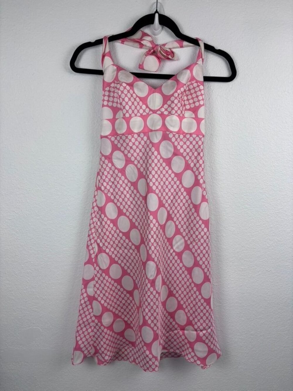 Laundry By Shelli Segal Pink and White Polka Dot Midi Dress